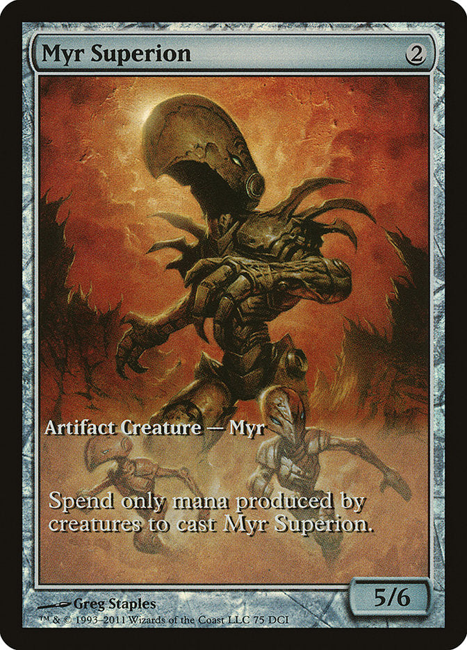 Myr Superion (Game Day) (Extended Art) [New Phyrexia Promos] | Tables and Towers