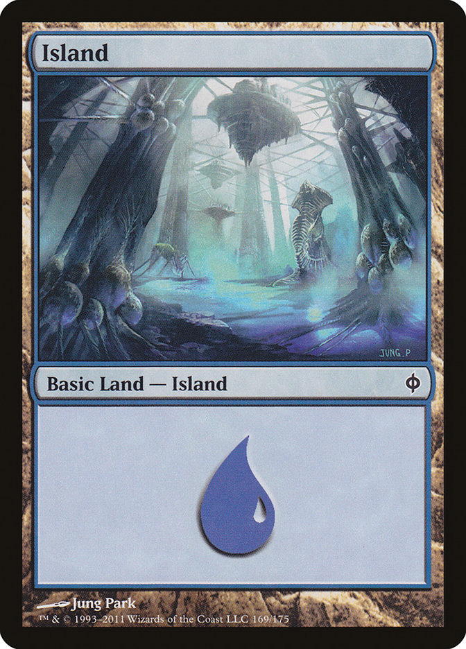 Island (169) [New Phyrexia] | Tables and Towers