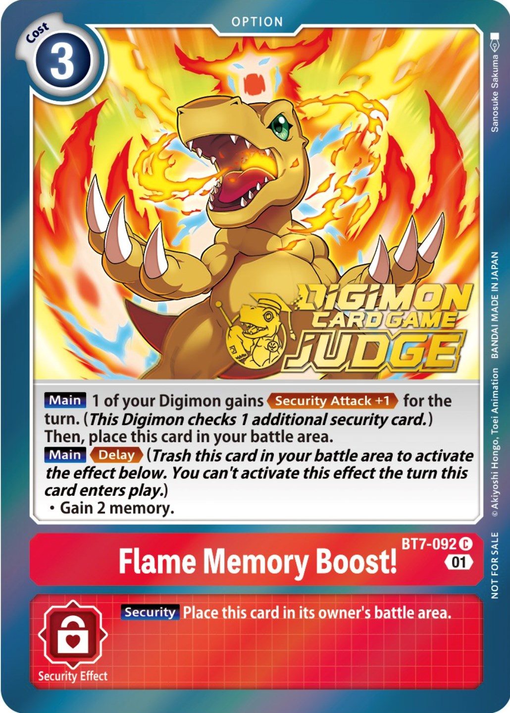 Flame Memory Boost! [BT7-092] (Judge Pack 3) [Next Adventure Promos] | Tables and Towers