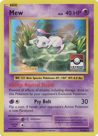 Mew (53/108) (League Promo 1st Place) [XY: Evolutions] | Tables and Towers