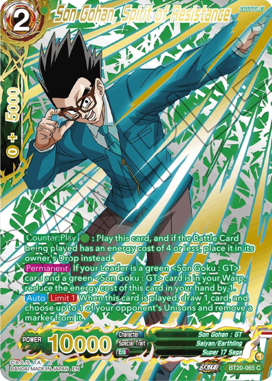 Son Gohan, Spirit of Resistance (Gold-Stamped) (BT20-065) [Power Absorbed] | Tables and Towers