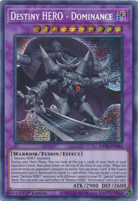 Destiny Hero - Dominance [MP20-EN064] Prismatic Secret Rare | Tables and Towers