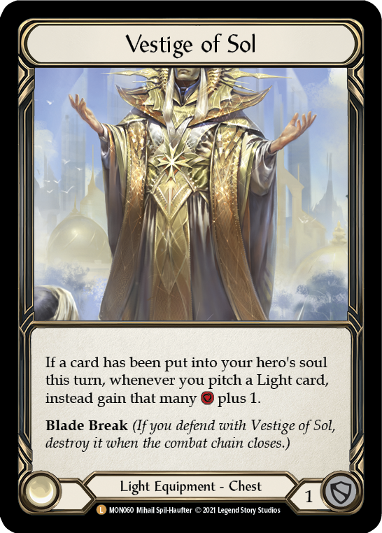 Vestige of Sol [MON060-CF] (Monarch)  1st Edition Cold Foil | Tables and Towers