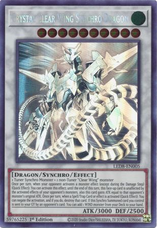 Crystal Clear Wing Synchro Dragon [LED8-EN005] Ghost Rare | Tables and Towers