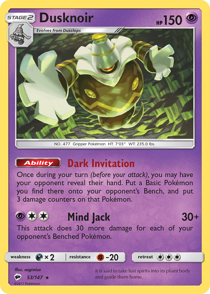 Dusknoir (53/147) (Theme Deck Exclusive) [Sun & Moon: Burning Shadows] | Tables and Towers