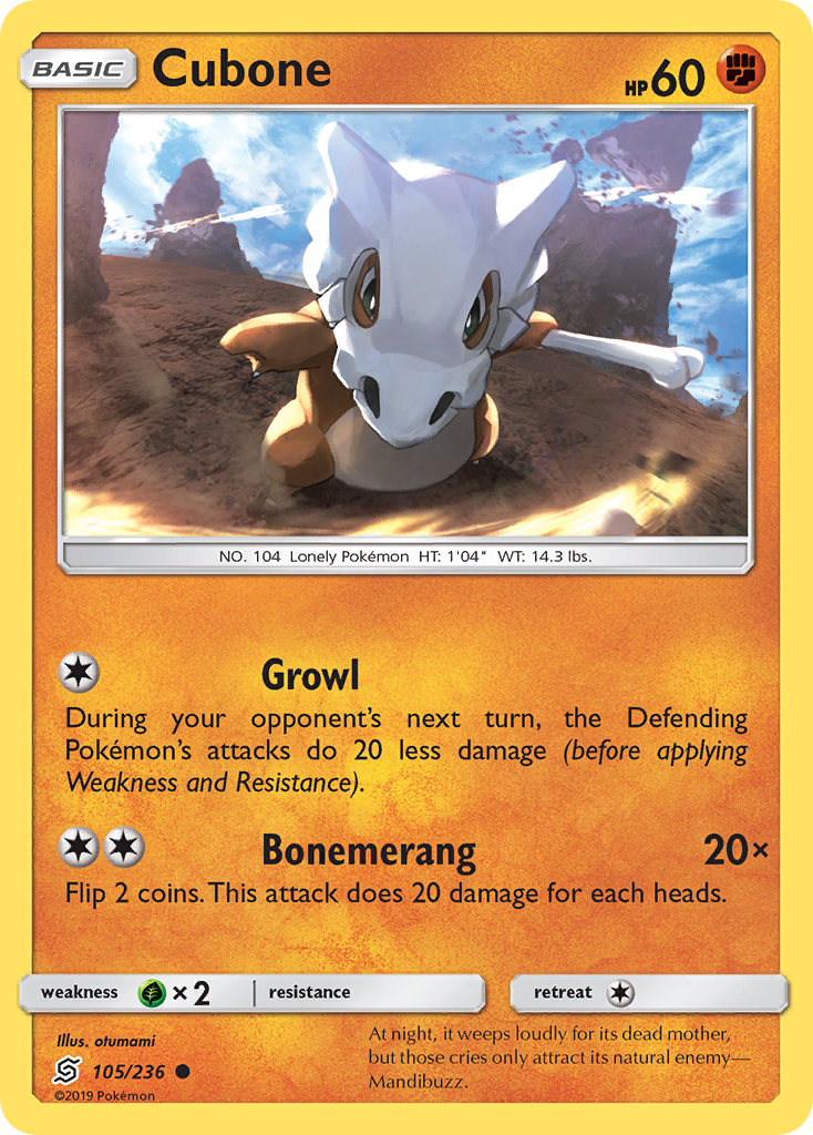 Cubone (105/236) [Sun & Moon: Unified Minds] | Tables and Towers