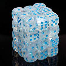 Borealis 12mm d6 Icicle/light blue Luminary Dice Block (36 dice) | Tables and Towers