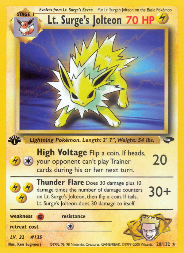 Lt. Surge's Jolteon (28/132) [Gym Challenge 1st Edition] | Tables and Towers