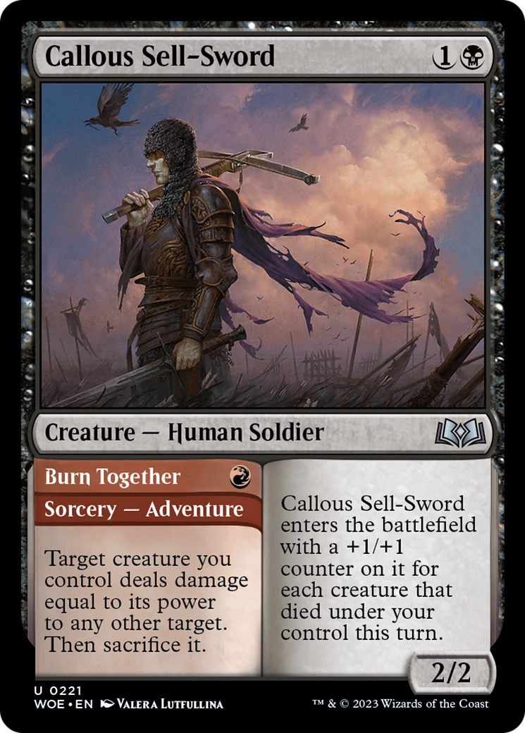 Callous Sell-Sword // Burn Together [Wilds of Eldraine] | Tables and Towers