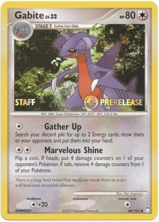 Gabite (48/123) (Staff Prerelease Promo) [Diamond & Pearl: Black Star Promos] | Tables and Towers