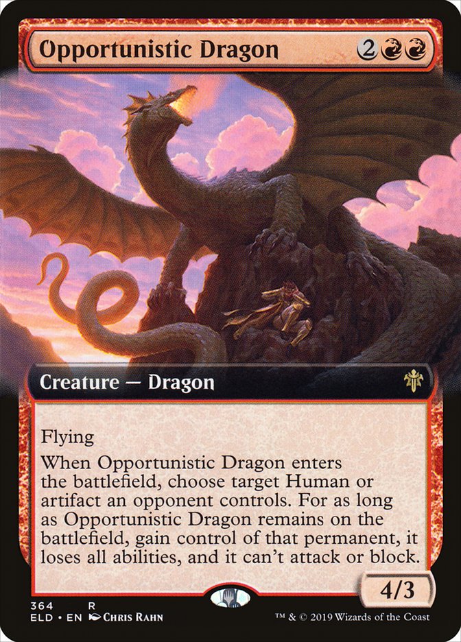 Opportunistic Dragon (Extended Art) [Throne of Eldraine] | Tables and Towers