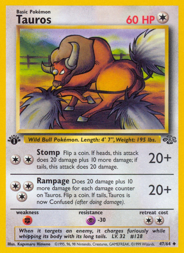 Tauros (47/64) [Jungle 1st Edition] | Tables and Towers