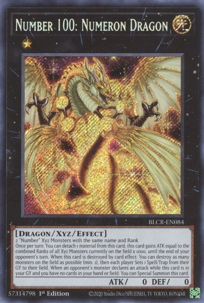 Number 100: Numeron Dragon [BLCR-EN084] Secret Rare | Tables and Towers