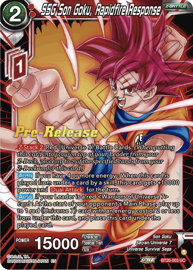 SSG Son Goku, Rapidfire Response (BT20-003) [Power Absorbed Prerelease Promos] | Tables and Towers