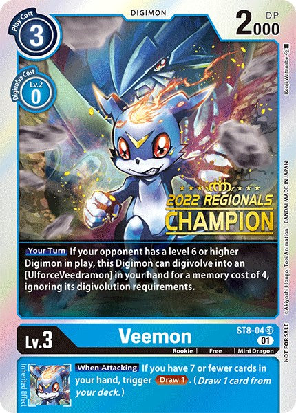 Veemon [ST8-04] (2022 Championship Online Regional) (Online Champion) [Starter Deck: Ulforce Veedramon Promos] | Tables and Towers