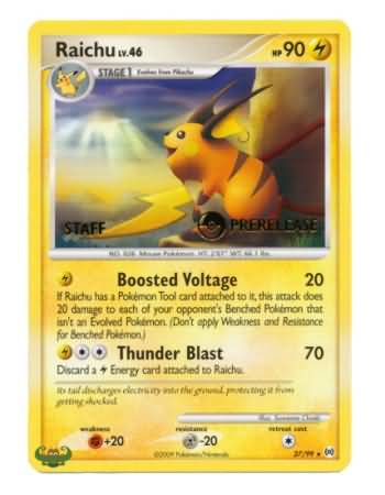 Raichu (27/99) (Staff Prerelease Promo) [Nintendo: Black Star Promos] | Tables and Towers