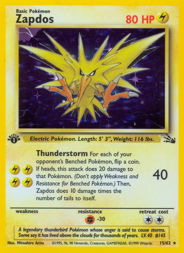 Zapdos (15/62) [Fossil 1st Edition] | Tables and Towers