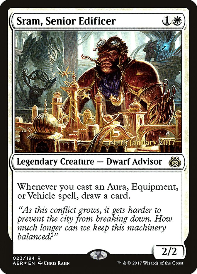 Sram, Senior Edificer [Aether Revolt Prerelease Promos] | Tables and Towers