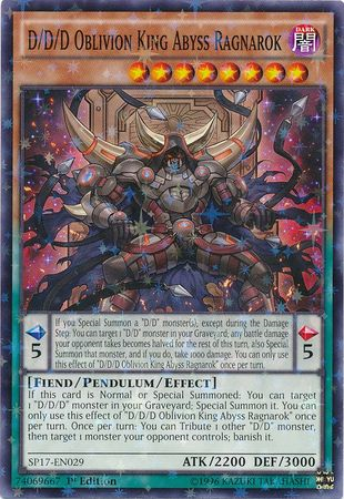 D/D/D Oblivion King Abyss Ragnarok [SP17-EN029] Starfoil Rare | Tables and Towers