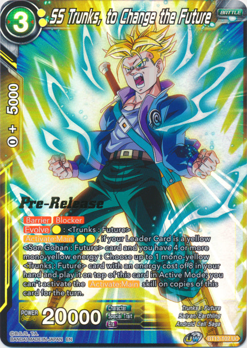 SS Trunks, to Change the Future (BT13-102) [Supreme Rivalry Prerelease Promos] | Tables and Towers