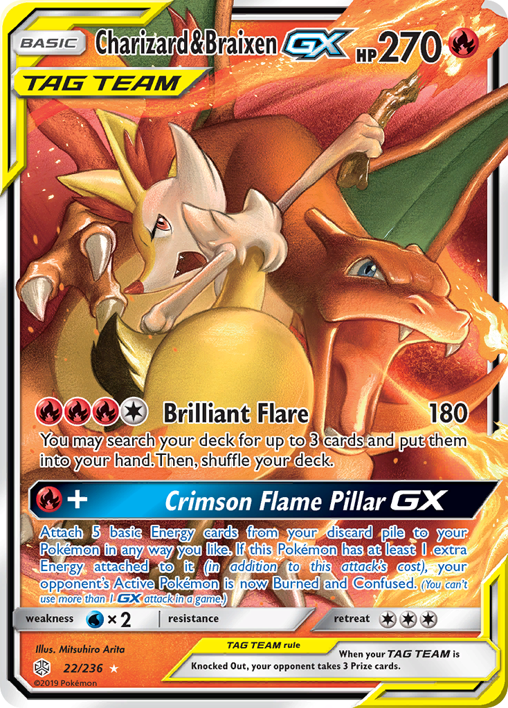 Charizard & Braixen GX (22/236) [Sun & Moon: Cosmic Eclipse] | Tables and Towers