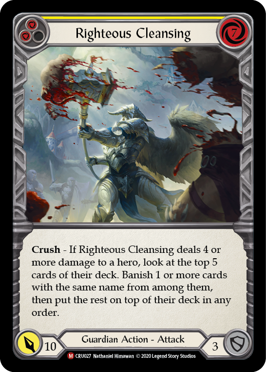 Righteous Cleansing [CRU027] (Crucible of War)  1st Edition Rainbow Foil | Tables and Towers