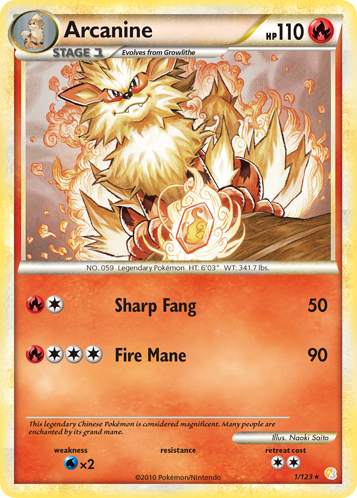 Arcanine (1/123) [HeartGold & SoulSilver: Base Set] | Tables and Towers