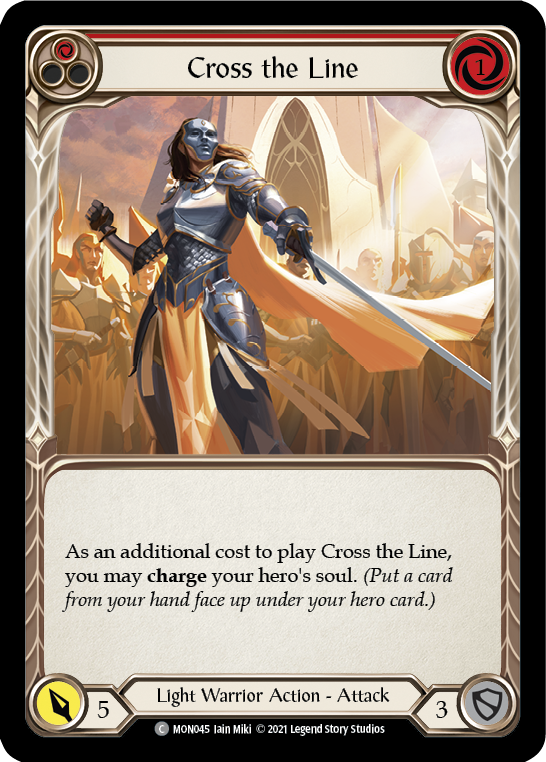 Cross the Line (Red) [MON045-RF] (Monarch)  1st Edition Rainbow Foil | Tables and Towers