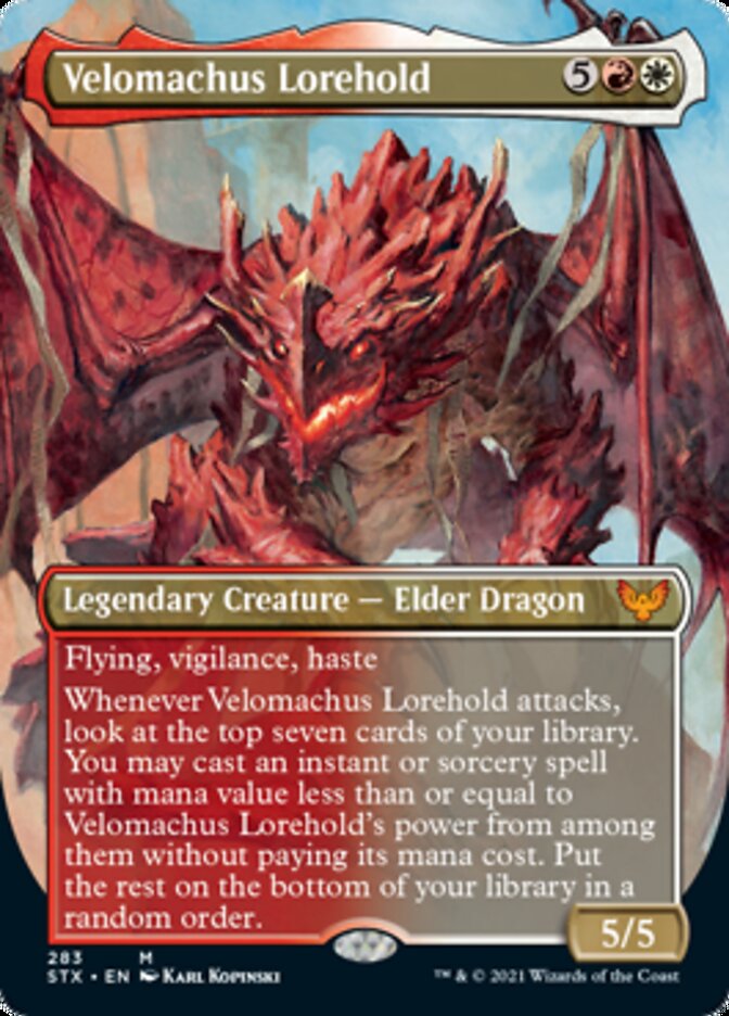 Velomachus Lorehold (Borderless Alternate Art) [Strixhaven: School of Mages] | Tables and Towers