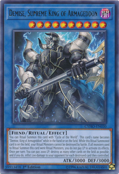 Demise, Supreme King of Armageddon [CYHO-EN030] Rare | Tables and Towers