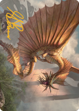 Ancient Gold Dragon Art Card (28) (Gold-Stamped Signature) [Commander Legends: Battle for Baldur's Gate Art Series] | Tables and Towers