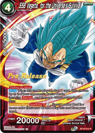 SSB Vegeta, for the Universe's Survival (BT16-012) [Realm of the Gods Prerelease Promos] | Tables and Towers