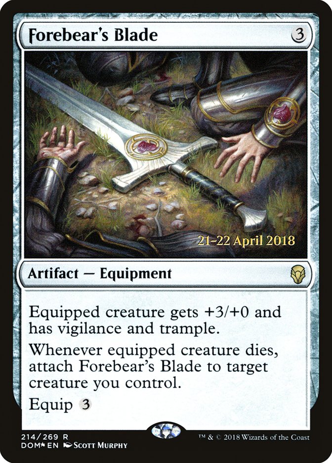 Forebear's Blade [Dominaria Prerelease Promos] | Tables and Towers