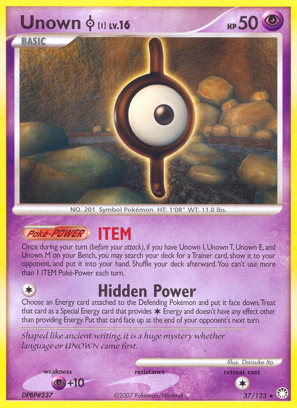 Unown I (37/123) [Diamond & Pearl: Mysterious Treasures] | Tables and Towers