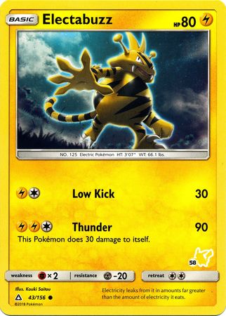 Electabuzz (43/156) (Pikachu Stamp #58) [Battle Academy 2020] | Tables and Towers