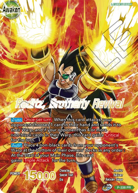 Raditz // Raditz, Brotherly Revival (Gold Stamped) (P-338) [Saiyan Showdown Prerelease Promos] | Tables and Towers