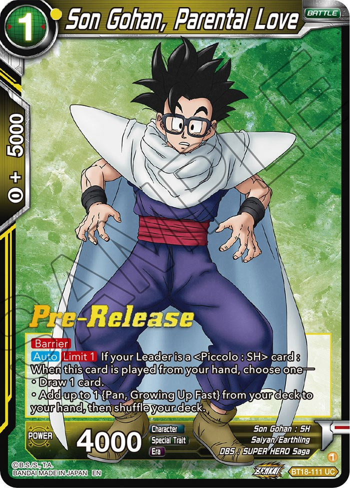 Son Gohan, Parental Love (BT18-111) [Dawn of the Z-Legends Prerelease Promos] | Tables and Towers