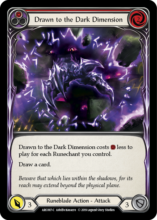 Drawn to the Dark Dimension (Red) [ARC097-C] (Arcane Rising)  1st Edition Rainbow Foil | Tables and Towers