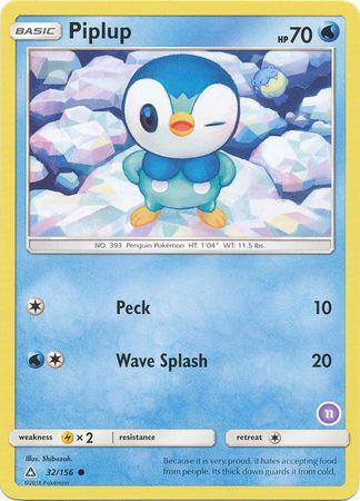 Piplup (32/156) (Deck Exclusive #11) [Sun & Moon: Trainer Kit - Alolan Sandslash] | Tables and Towers