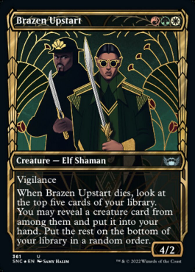 Brazen Upstart (Showcase Golden Age Gilded Foil) [Streets of New Capenna] | Tables and Towers