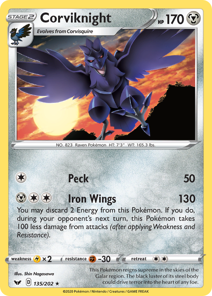 Corviknight (135/202) [Sword & Shield: Base Set] | Tables and Towers