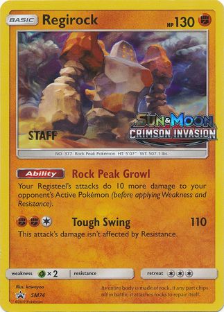 Regirock (SM74) (Staff Prerelease Promo) [Sun & Moon: Black Star Promos] | Tables and Towers