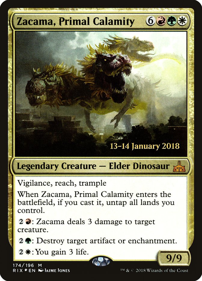 Zacama, Primal Calamity [Rivals of Ixalan Prerelease Promos] | Tables and Towers