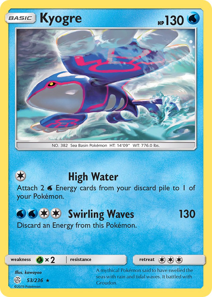 Kyogre (53/236) (Cracked Ice Holo) (Theme Deck Exclusive) [Sun & Moon: Cosmic Eclipse] | Tables and Towers