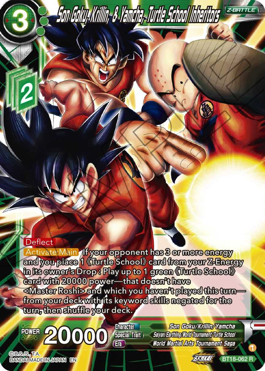 Son Goku, Krillin, & Yamcha, Turtle School Inheritors (BT18-062) [Dawn of the Z-Legends] | Tables and Towers