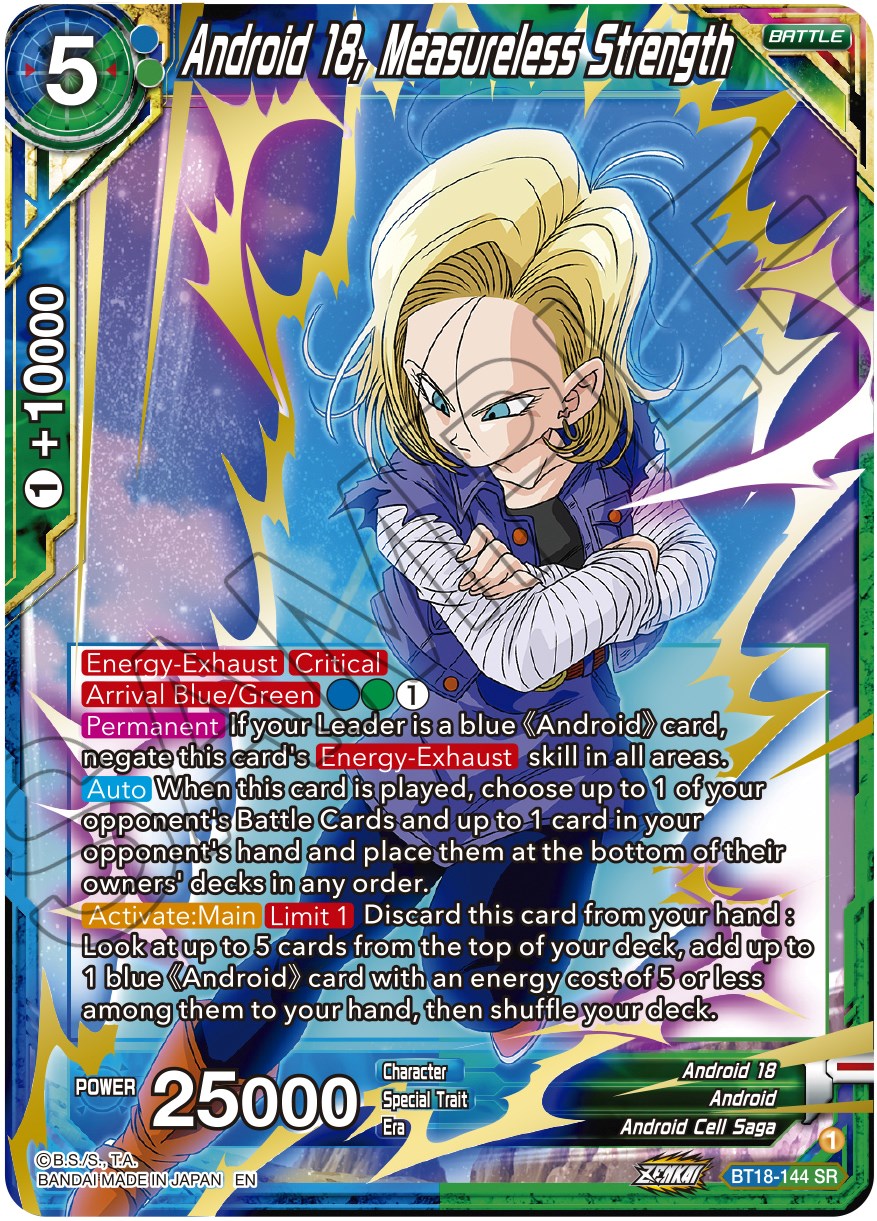 Android 18, Measureless Strength (BT18-144) [Dawn of the Z-Legends] | Tables and Towers