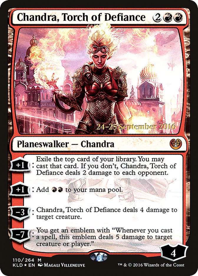 Chandra, Torch of Defiance [Kaladesh Prerelease Promos] | Tables and Towers