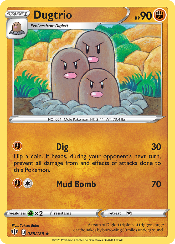 Dugtrio (085/189) [Sword & Shield: Darkness Ablaze] | Tables and Towers