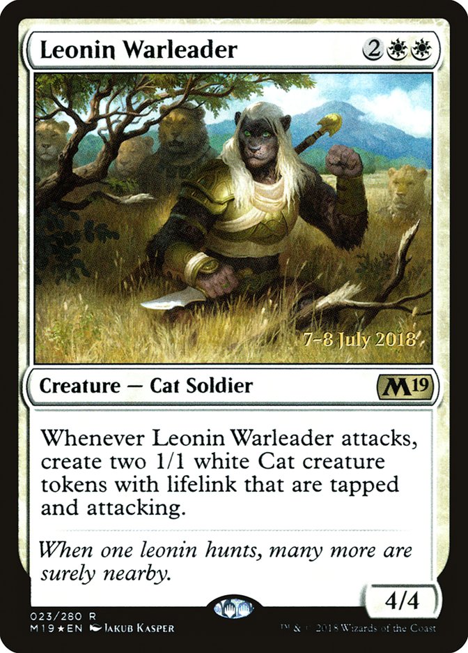 Leonin Warleader [Core Set 2019 Prerelease Promos] | Tables and Towers