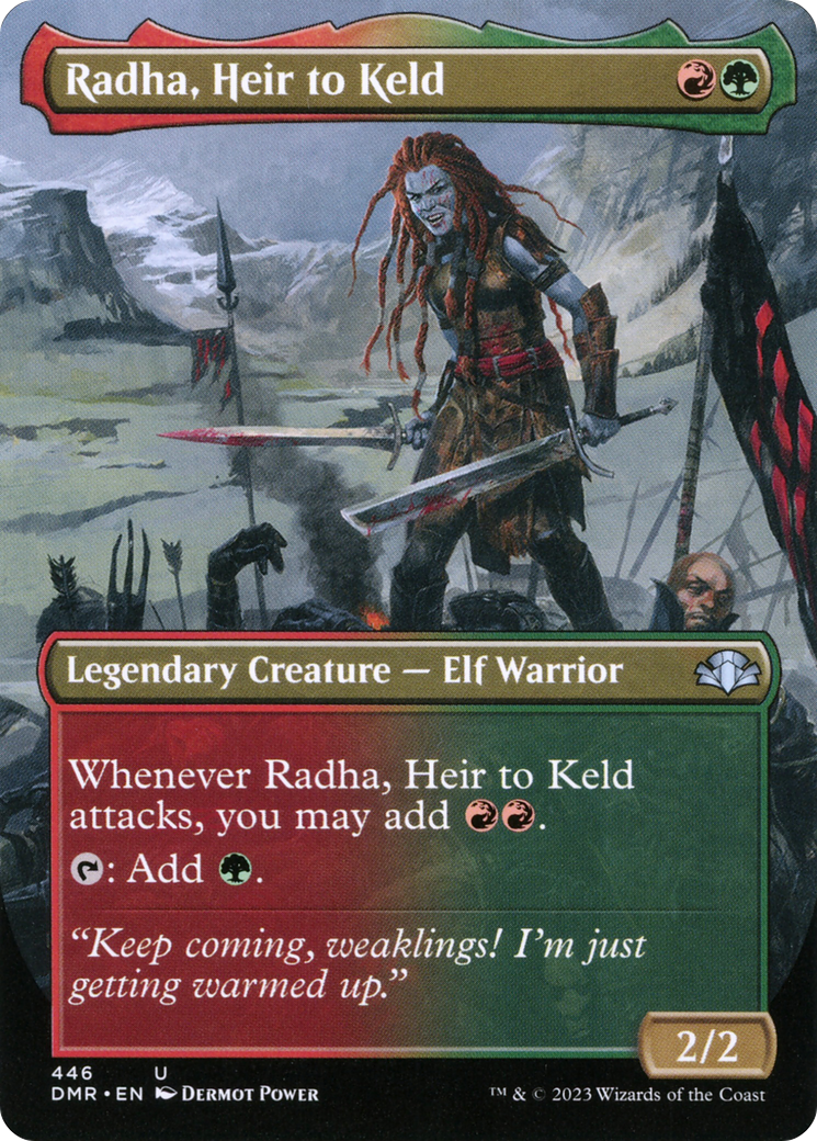 Radha, Heir to Keld (Borderless Alternate Art) [Dominaria Remastered] | Tables and Towers